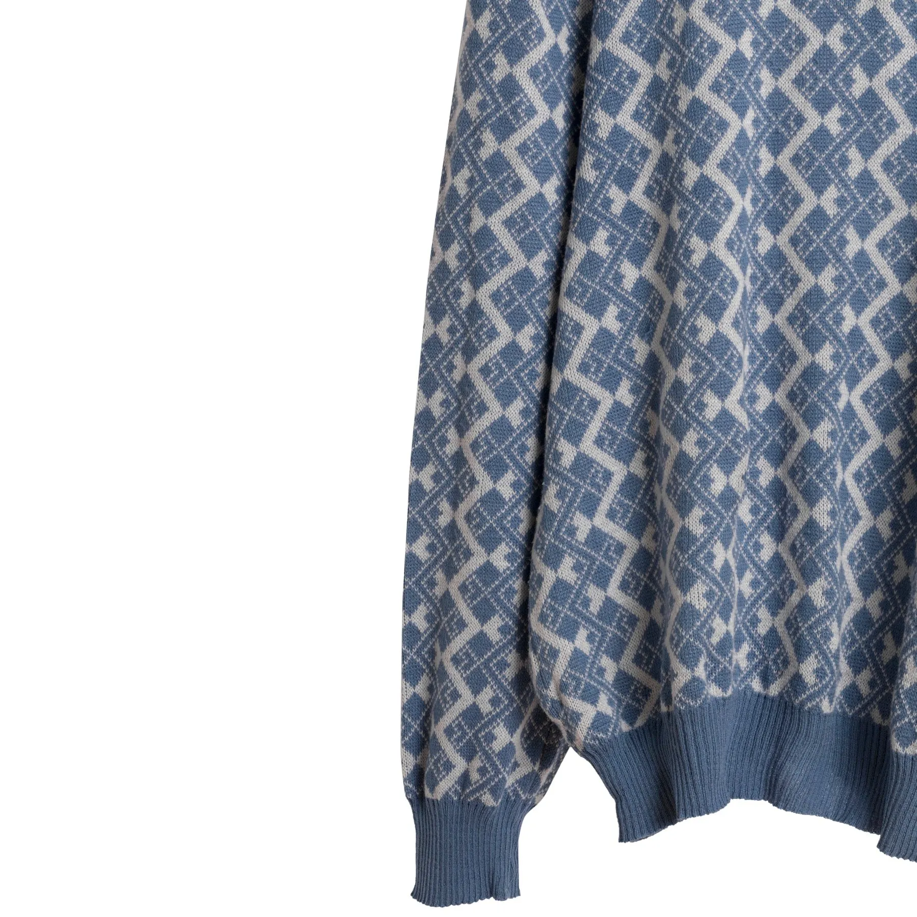 70s Stranded Cuff Sleeve Polo Sweater