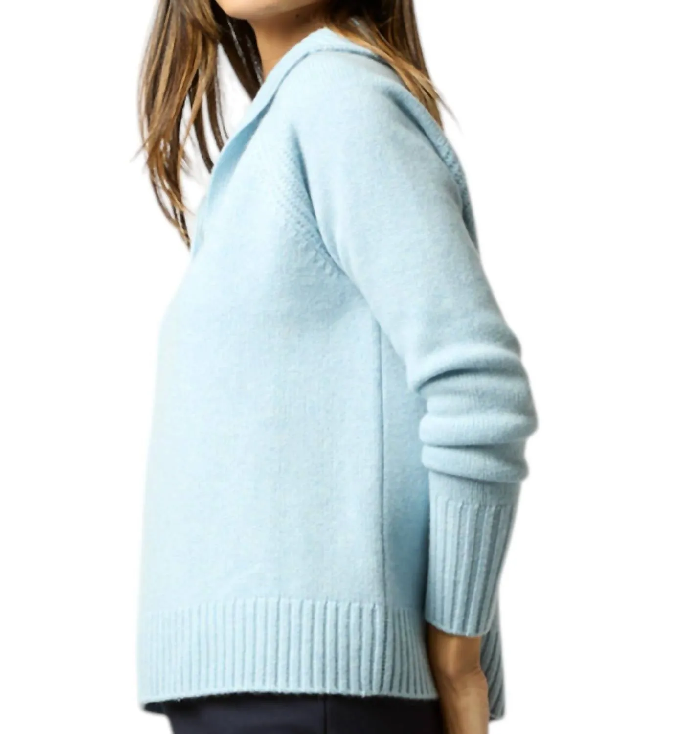 Ann Mashburn - BLAIRE JOHNNY-COLLAR JERSEY SWEATER