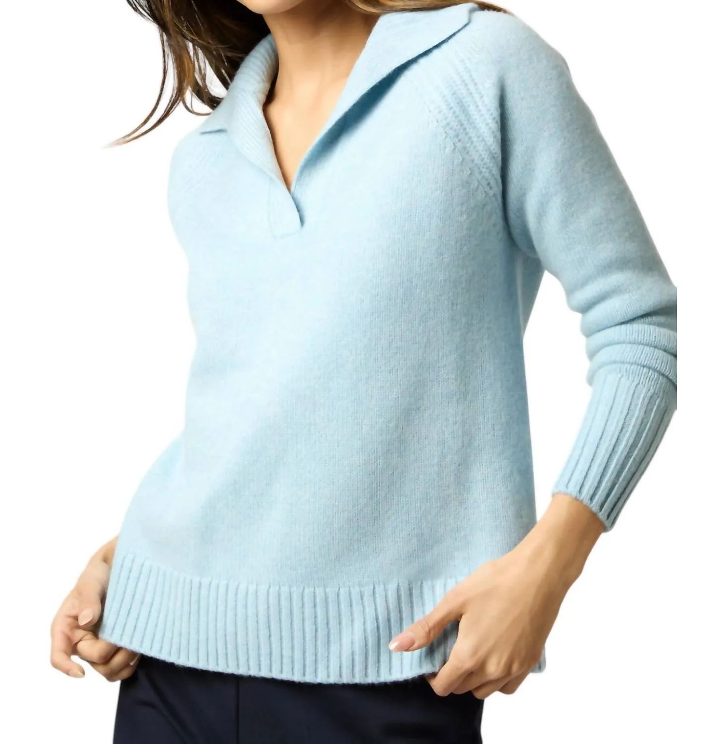 Ann Mashburn - BLAIRE JOHNNY-COLLAR JERSEY SWEATER