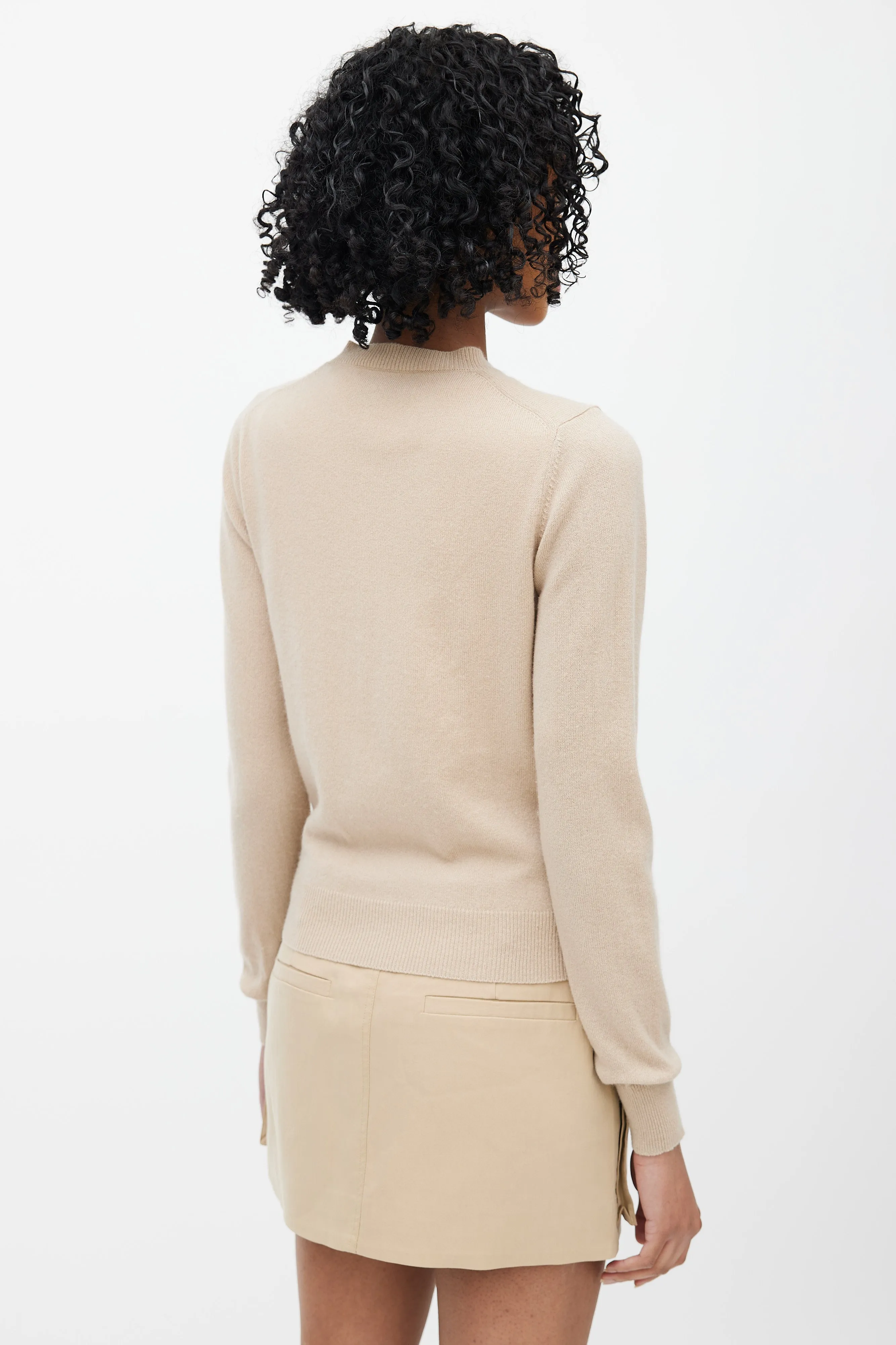 Beige Cashmere Knit Cardigan