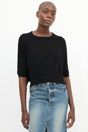 Black Half Sleeve Cropped Sweater