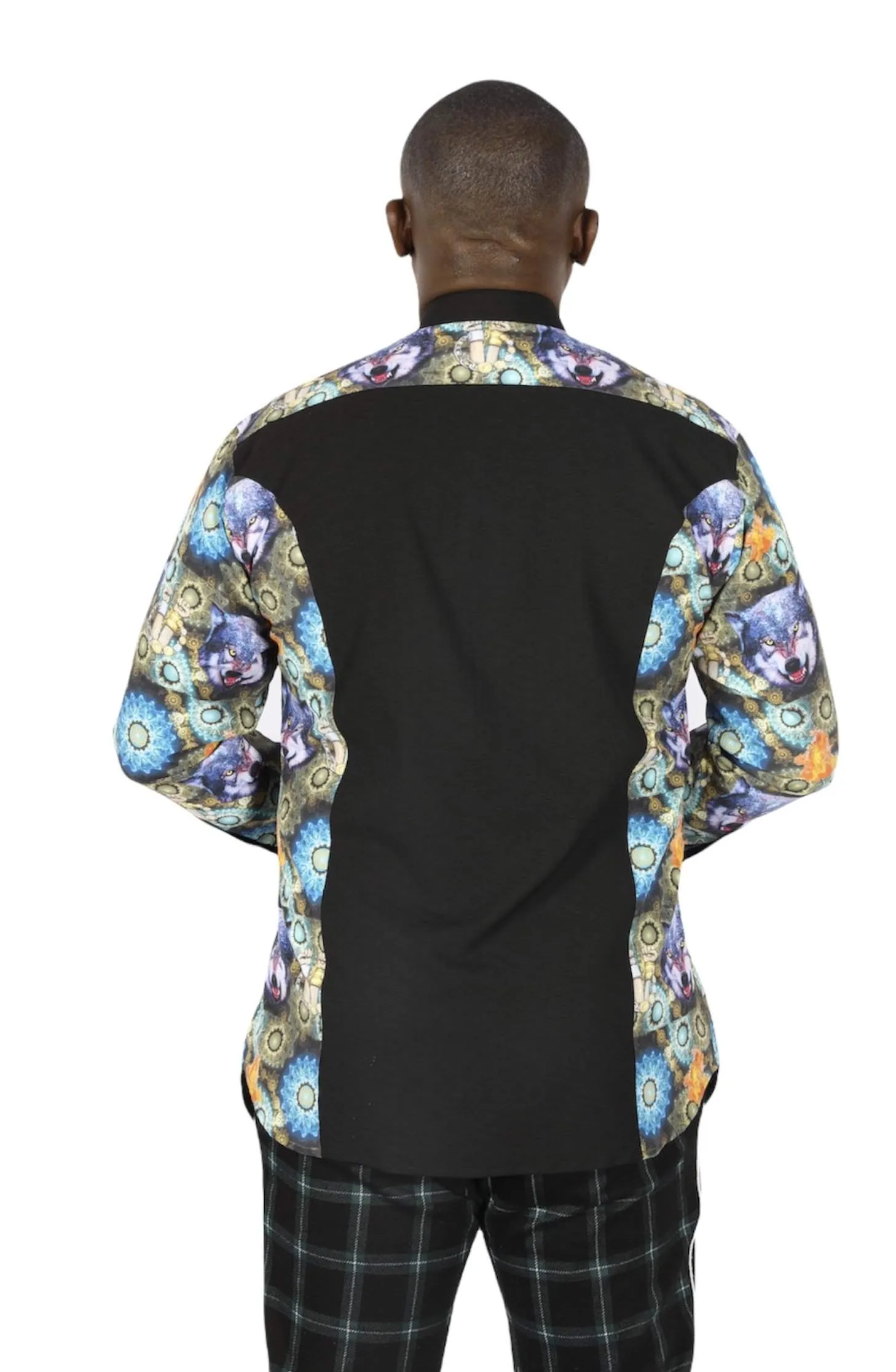 Black Shirt with African Wolf Design
