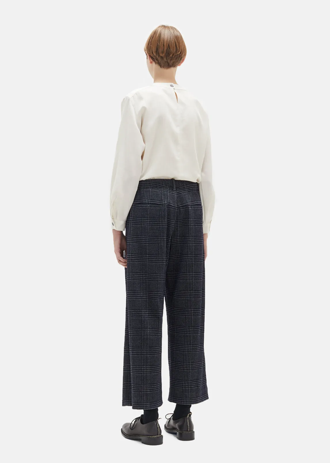 Glen Check Wool Wide Pants