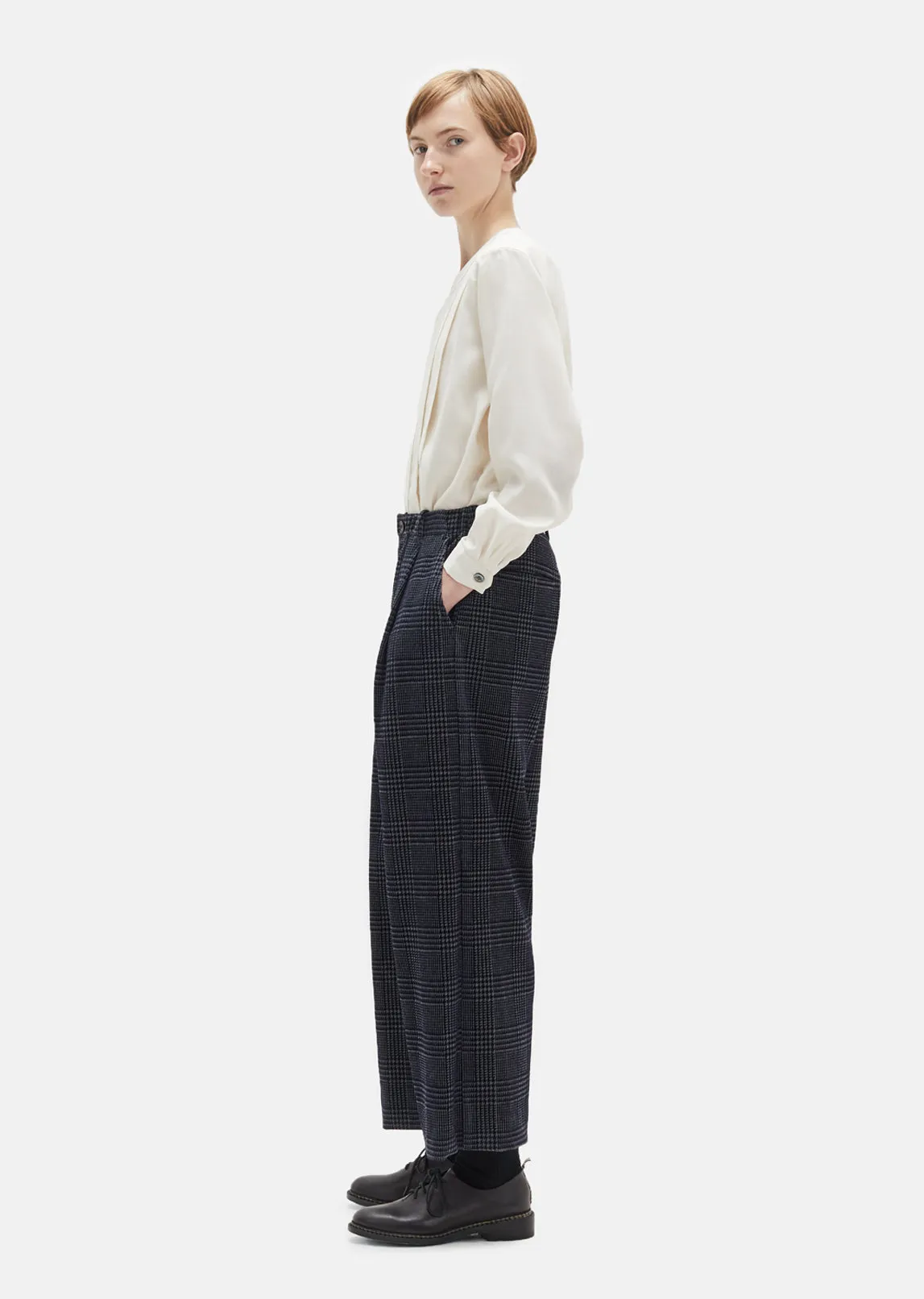 Glen Check Wool Wide Pants
