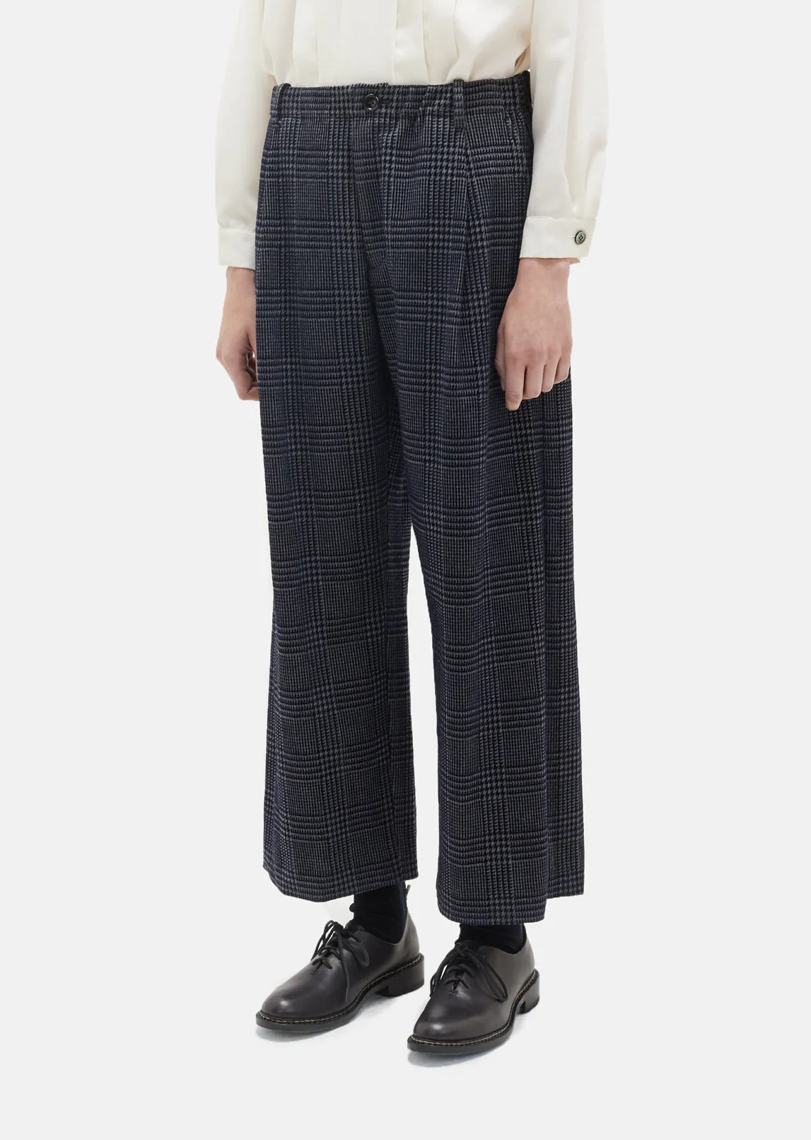 Glen Check Wool Wide Pants