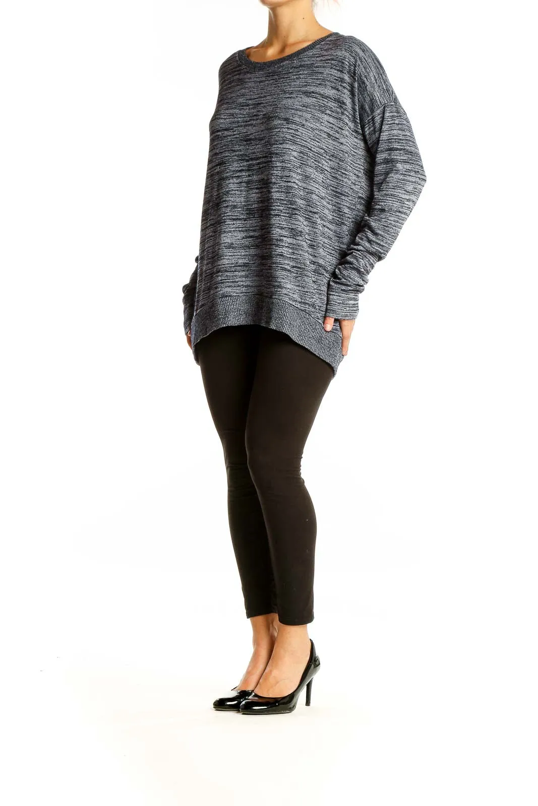 Gray Marled Oversized Knit Sweater