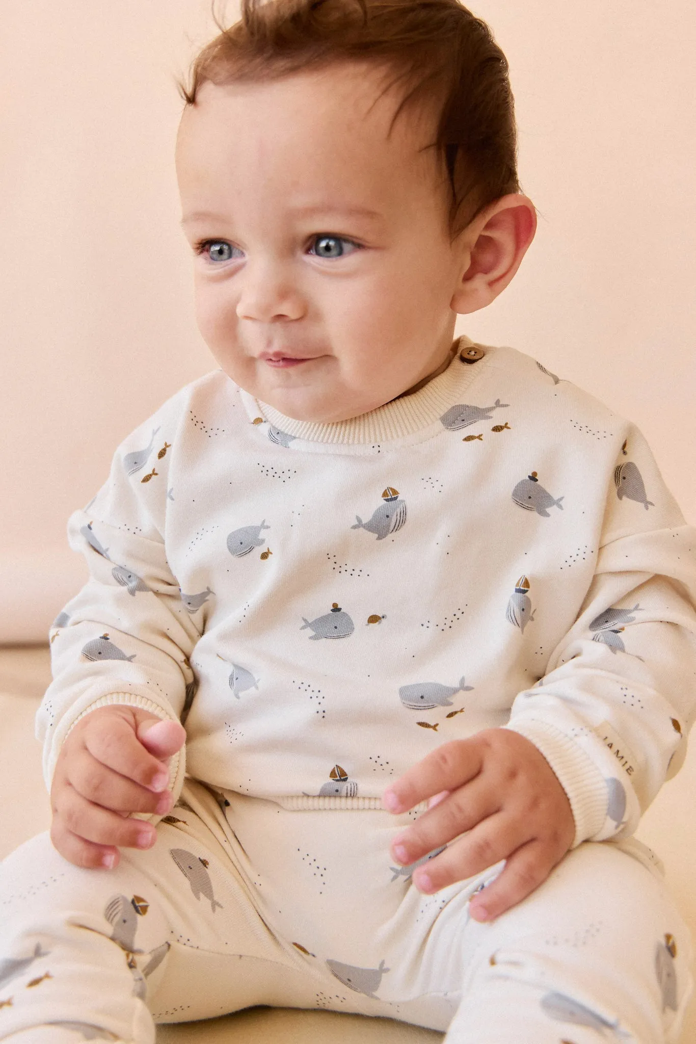 Organic Cotton Morgan Track Pant - Cloud Whales