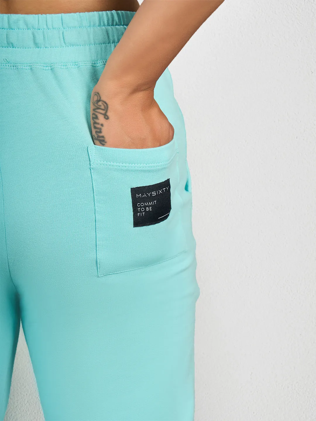 Sky Blue Solid LS Track Pant