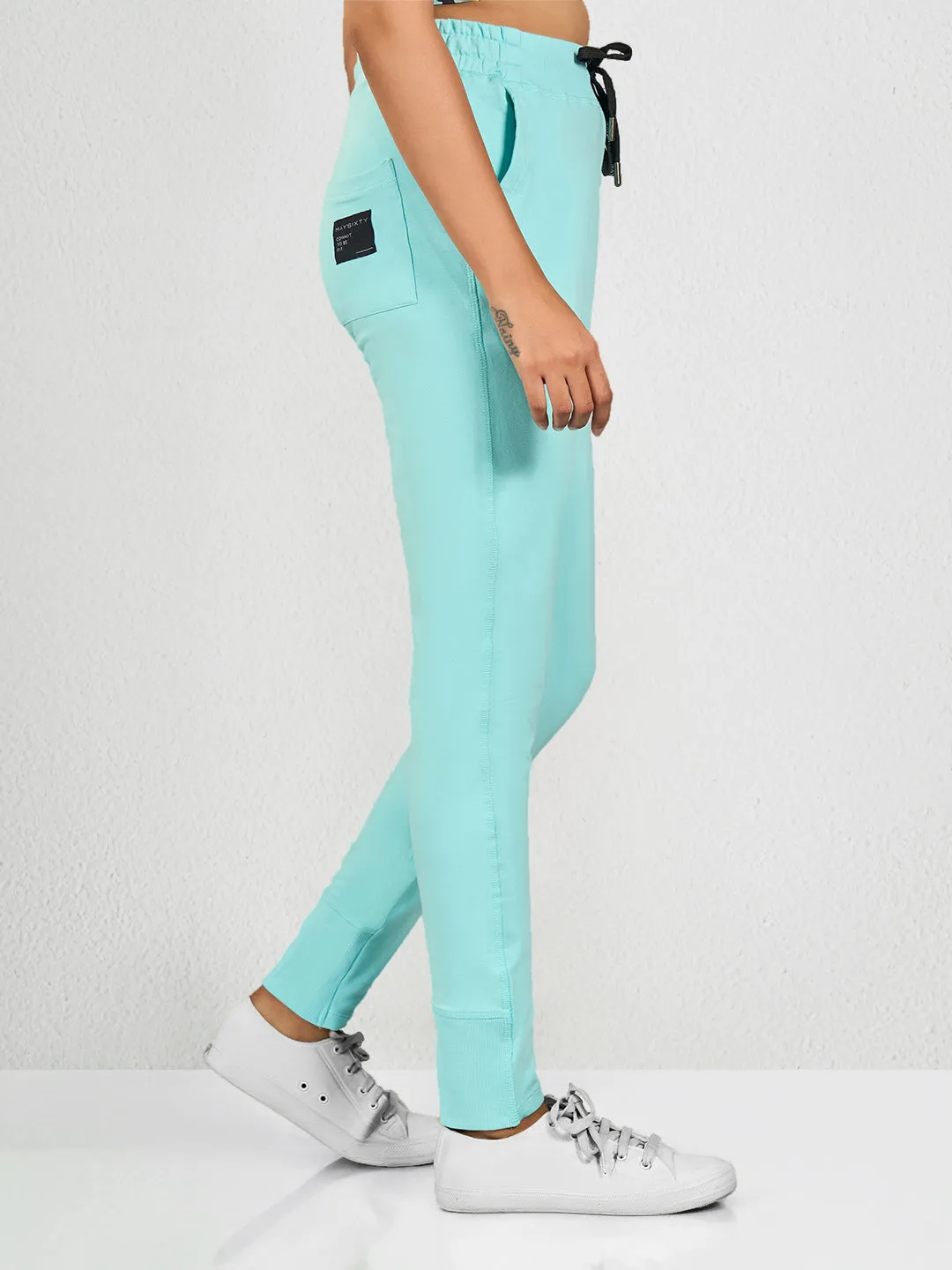 Sky Blue Solid LS Track Pant