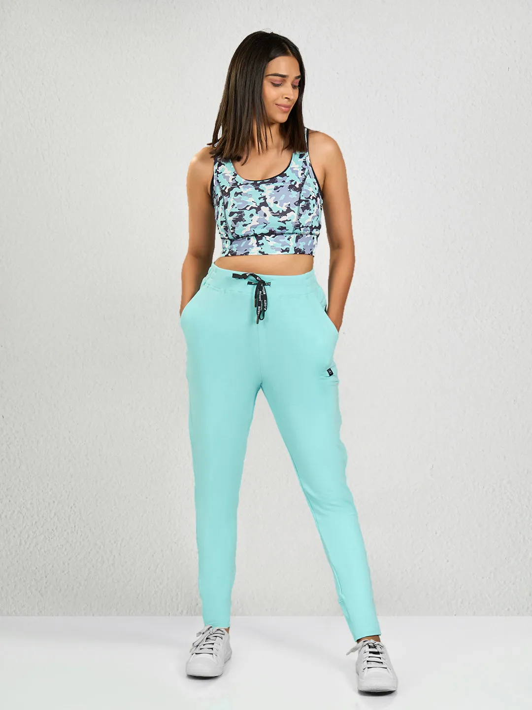 Sky Blue Solid LS Track Pant