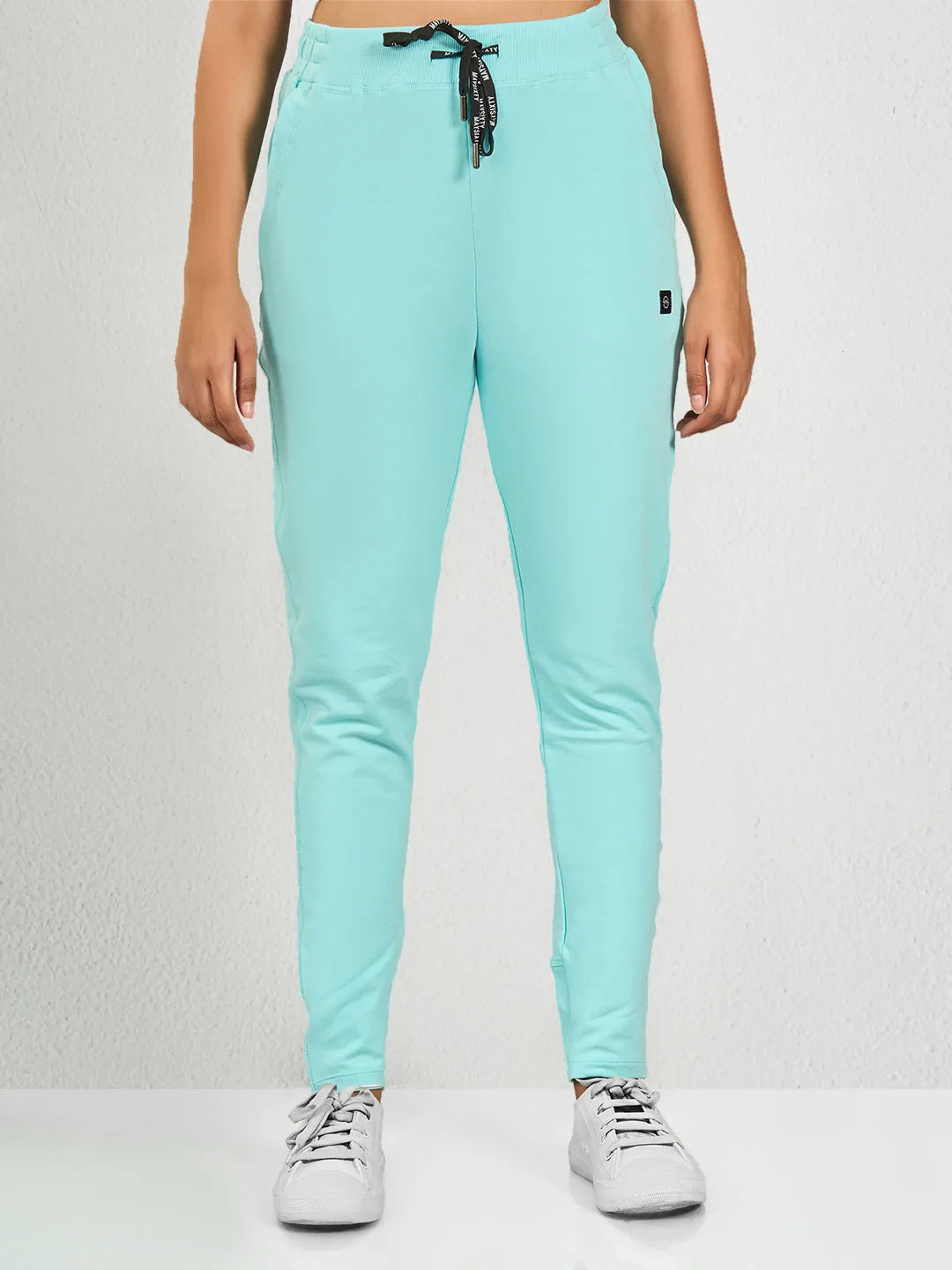 Sky Blue Solid LS Track Pant