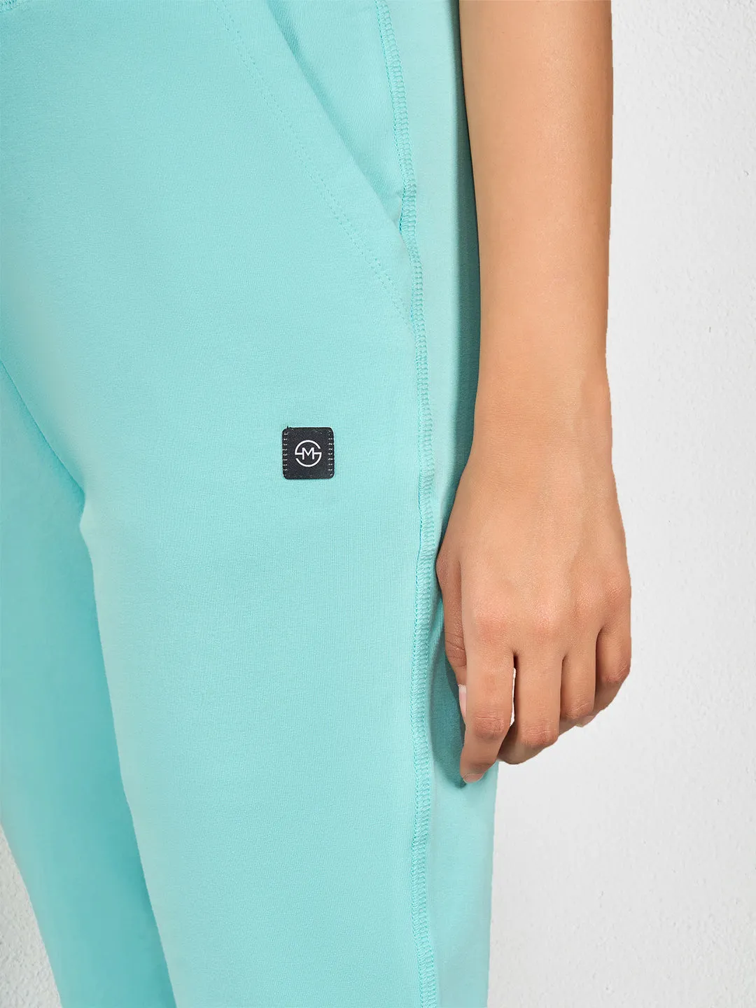 Sky Blue Solid LS Track Pant
