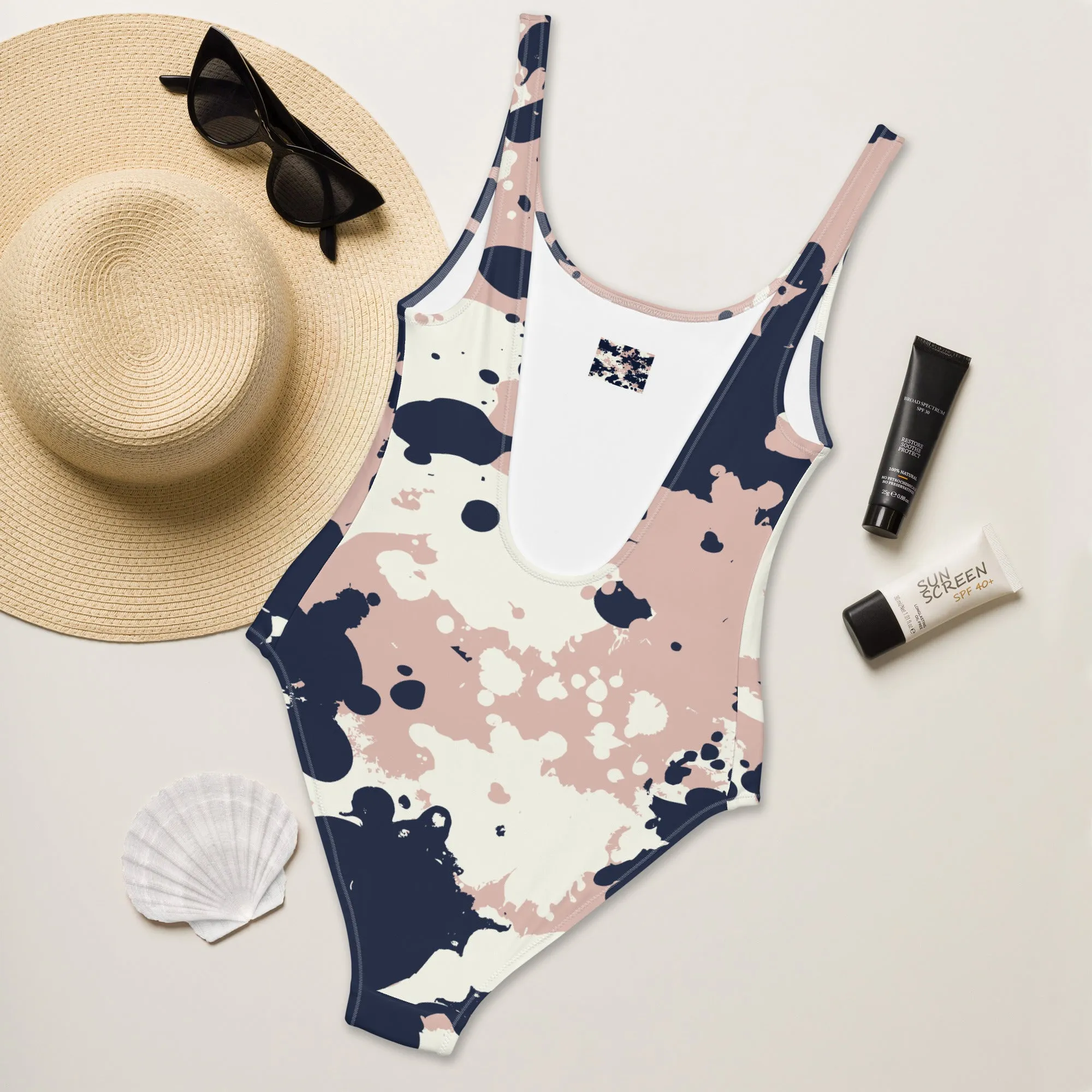 Splattered One-Piece Swimsuit